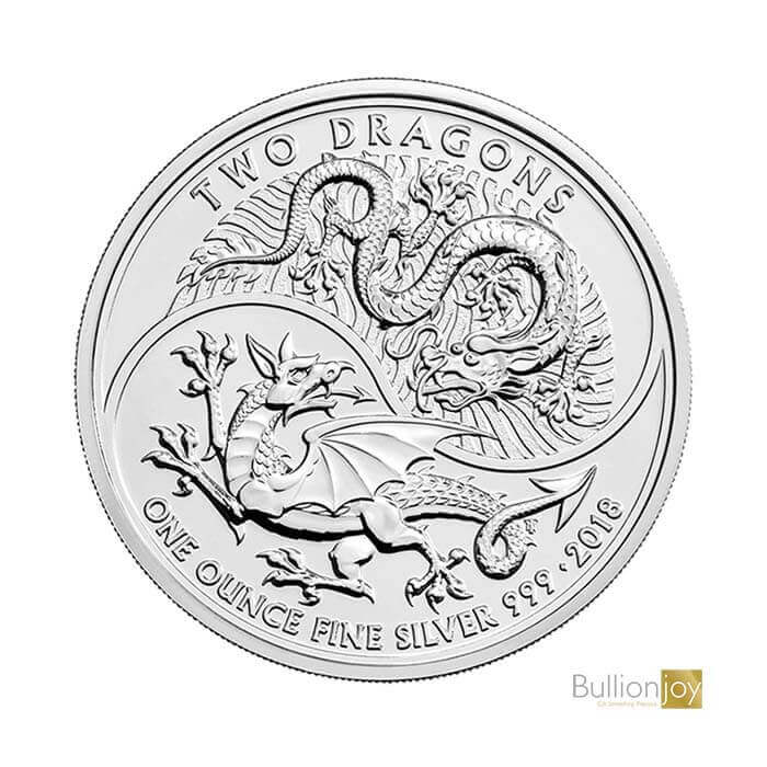 2018 1 oz UK Two Dragons Silver Coin