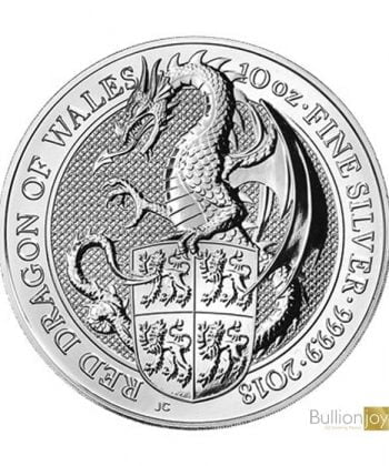 2018 10 oz Queen’s Beasts Red Dragon of Wales Silver Coin