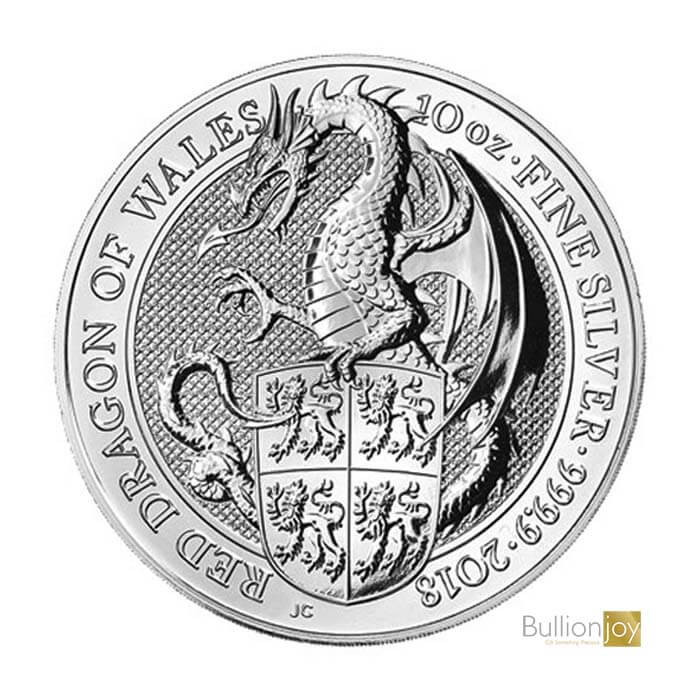 2018 10 oz Queen’s Beasts Red Dragon of Wales Silver Coin