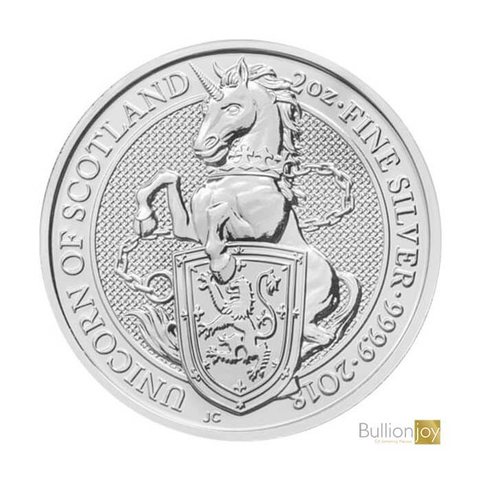 2018 2 oz Queen’s Beasts Unicorn of Scotland Silver Coin