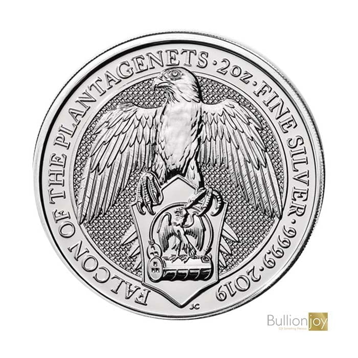 2019 2 oz Queen's Beasts Falcon of Plantagenets Silver Coin