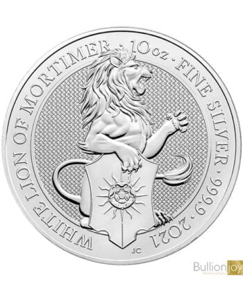 2021 10oz Queen's Beasts White Lion of Mortimer Silver Coin